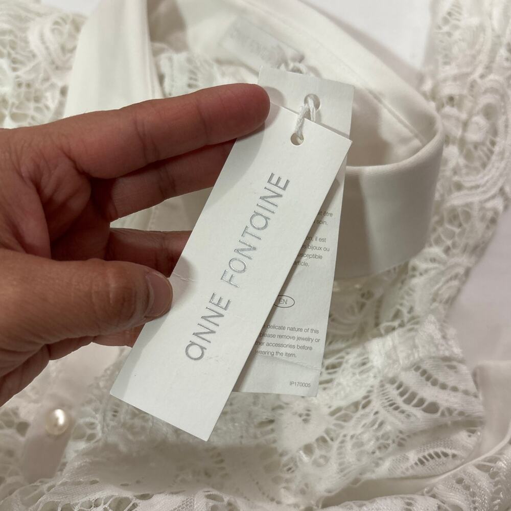 NWT Anne Fontaine Womens 42 US 10 Lys Shirt White Lace Blouse Career Designer - Picture 11 of 14